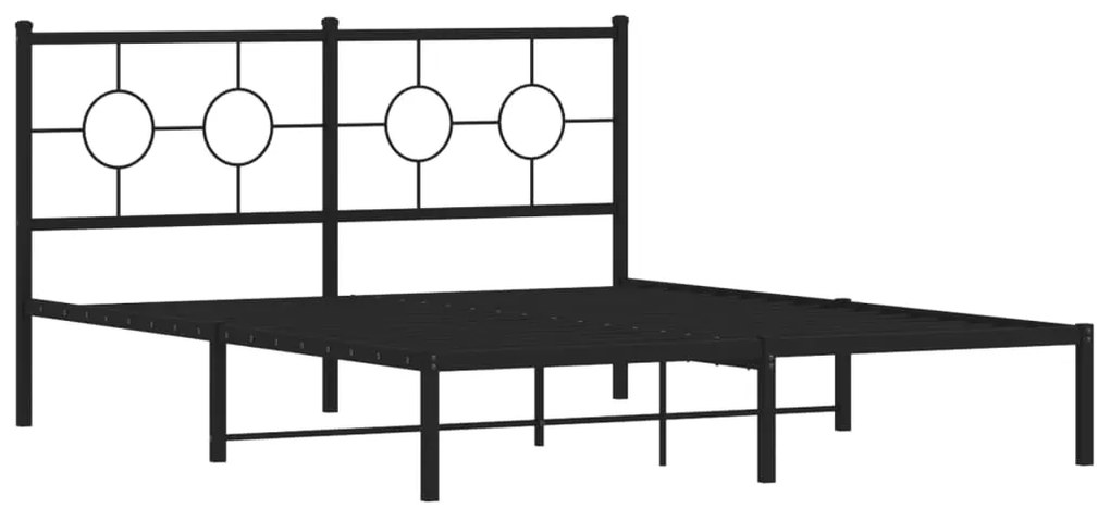 Estrutura de cama em metal com cabeceira 150x200 cm preto