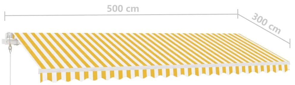 Toldo autom. LED e sensor de vento 500x300 cm amarelo/branco