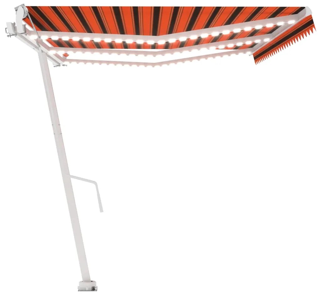 Toldo autom. LED e sensor de vento 600x350 cm laranja /castanho