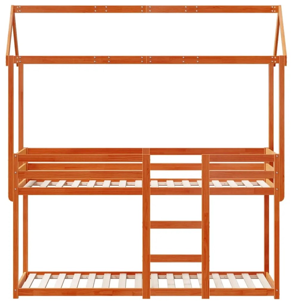 Beliche com telhado 90x190 cm pinho maciço castanho-mel