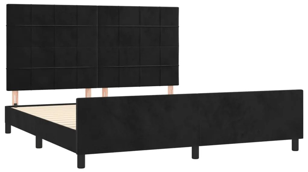Estrutura de cama sem colchão 160x200 cm veludo preto
