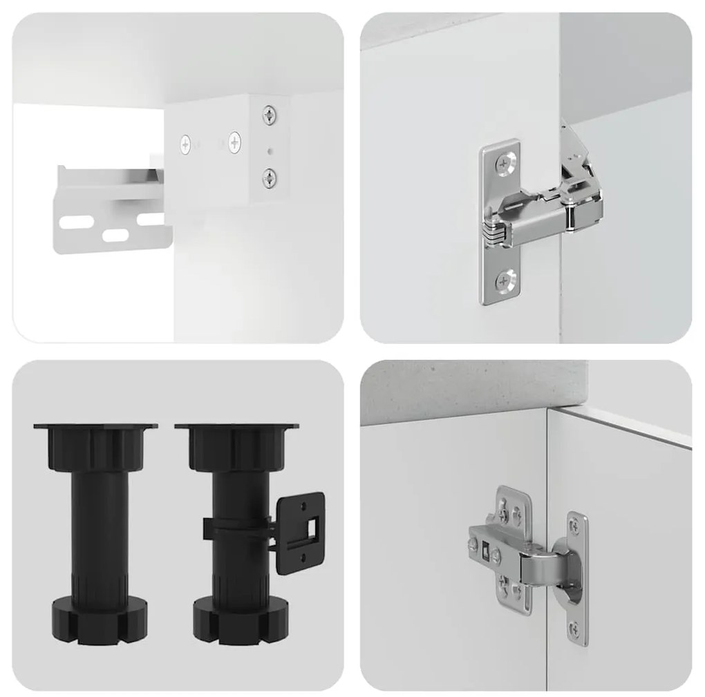 4 peças armário de cozinha conjunto Kalmar concreto cinza