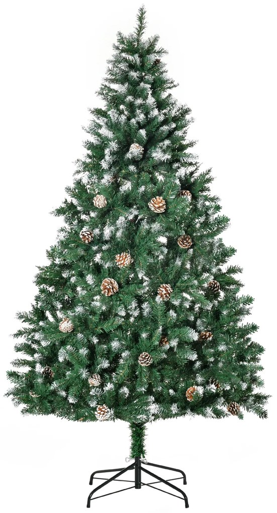 HOMCOM Árvore de Natal 180 cm Artificial com 1111 Ramos de PVC e 59 Pinhas e Base Dobrável Decoração de Natal Ø90x180cm | Aosom Portugal