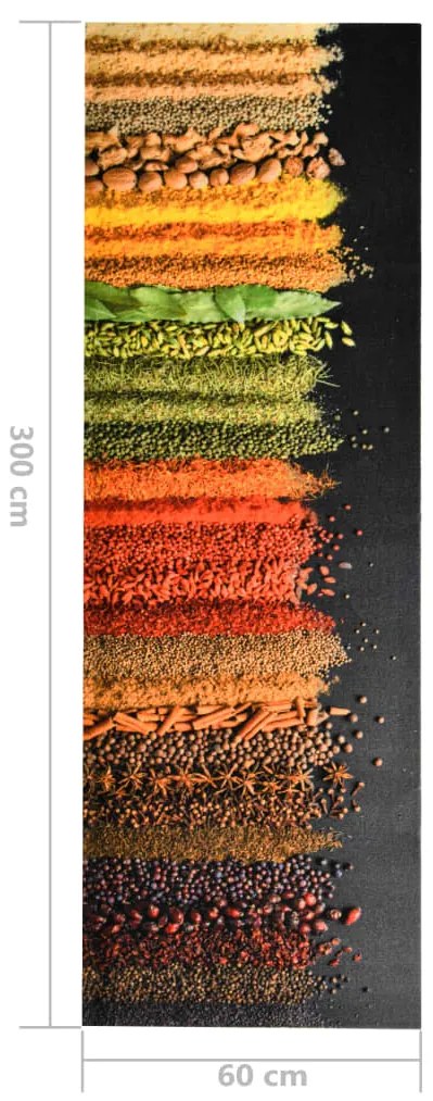 Tapete de cozinha lavável com design Spice 60x300 cm