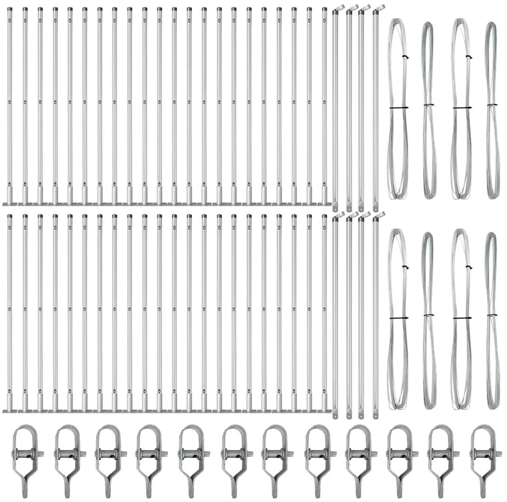 Postes de cerca com bases - 52 pcs, Ø32mm, 110cm, em aço galvanizado.