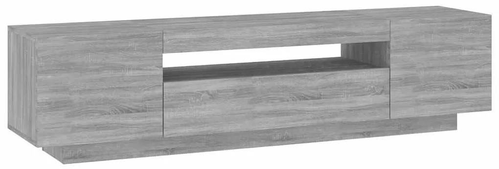 Móvel de TV com luzes LED 160x35x40 cm sonoma cinzento