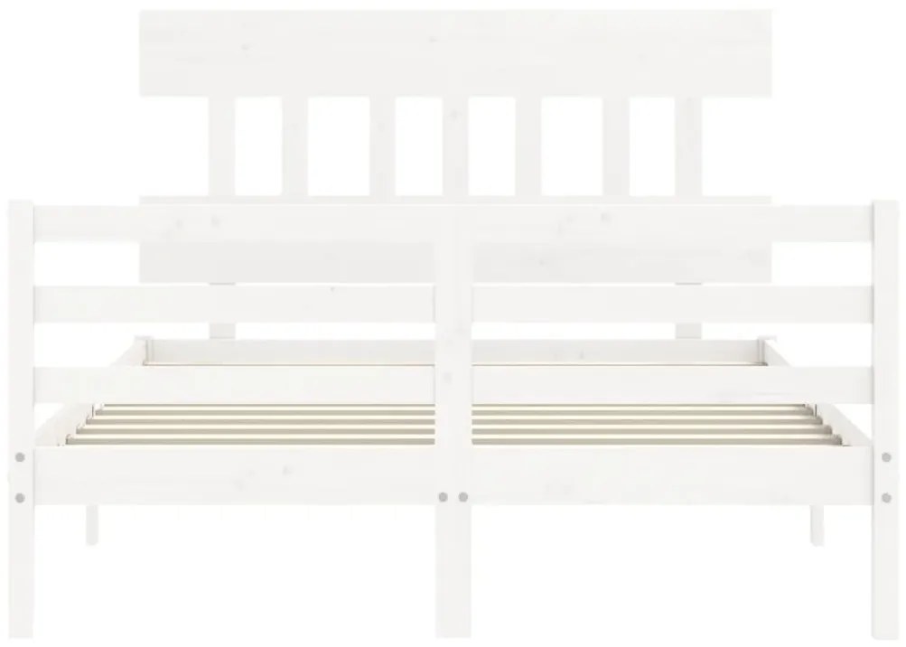 Estrutura de cama com cabeceira 120x200cm madeira maciça branco