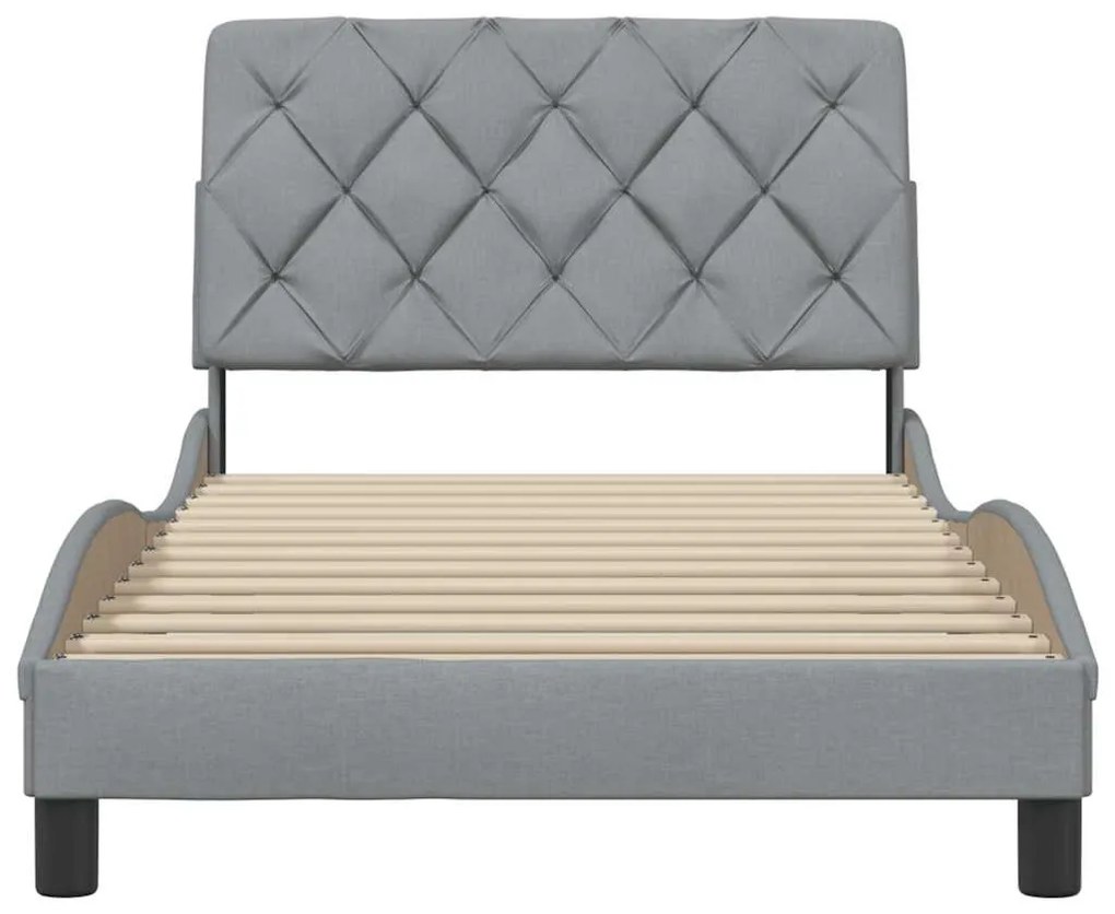 Estrutura de cama sem colchão 100x200 cm tecido cinzento-claro