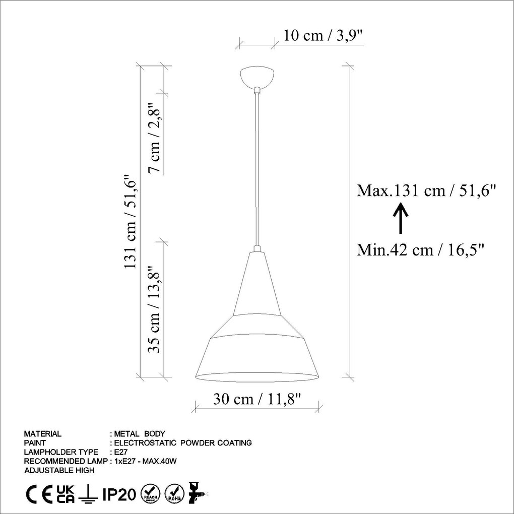 Candeeiro de Teto Saglam – Antiquation – Ø30 h:35 cm