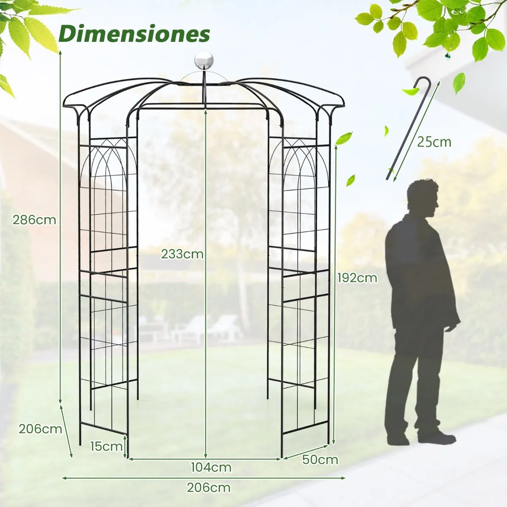 Treliça pérgula com gancho para pendurar em arco de metal galvanizado para decoração cerimonial 206 x 286 cm Preto