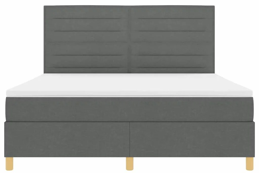 Cama Box Spring com Colchão Cinza Escuro Super King Tecido