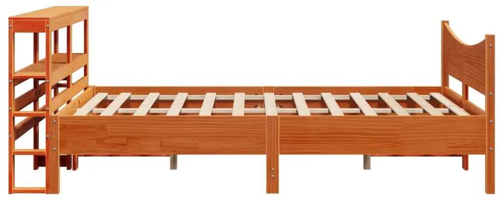 Estrutura cama c/ cabeceira 150x200cm pinho maciço castanho-mel