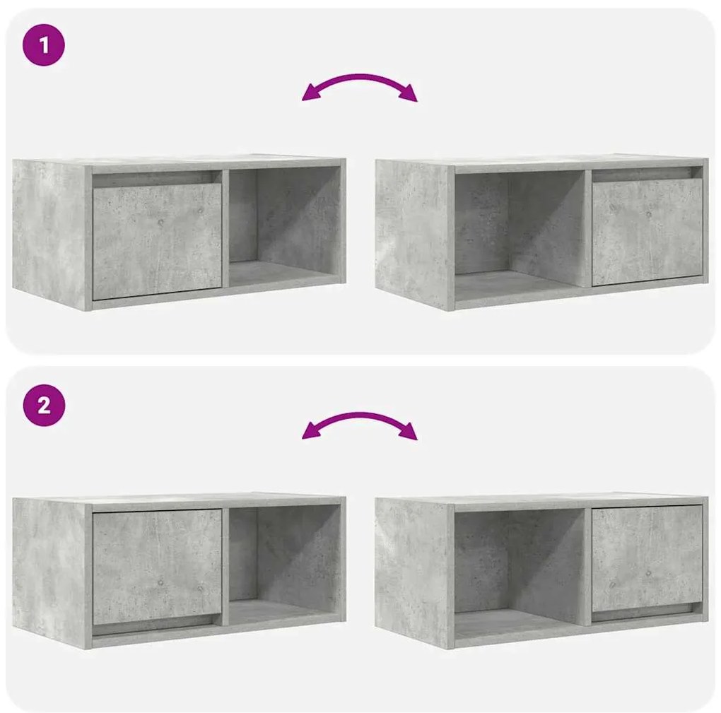 Móveis de TV 2pcs 60x31x25,5cm madeira processada cinza cimento
