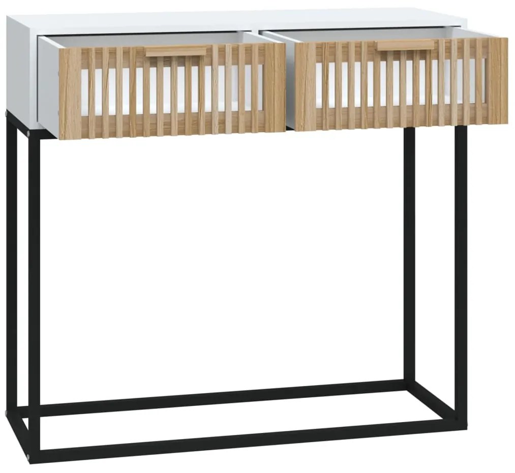 Mesa consola 80x30x75 cm derivados de madeira e ferro branco