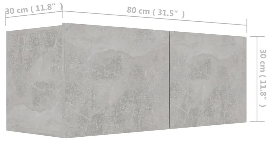 Móvel de TV 80x30x30 cm derivados de madeira cinzento cimento