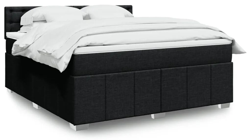 vidaXL Cama com molas/colchão 180x200 cm tecido preto