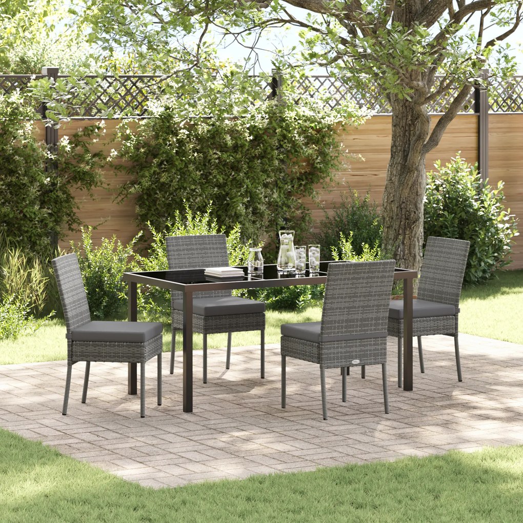 vidaXL Conjunto de Jantar de Jardim 5 Peças Cinza Rattan Sintético