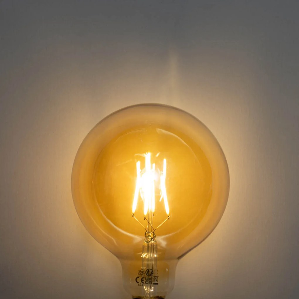 Conjunto de 5 lâmpadas LED E27 reguláveis em 3 passos douradas G125 4W 450 lm 2700K