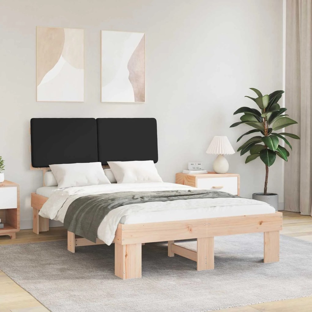 vidaXL Estrutura de Cama com Cabeceira Estofada Preto 120 x 200 cm