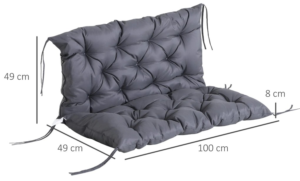 Almofada para Banco com Encosto 100x98x8cm Almofada de Banco de 2 Luga