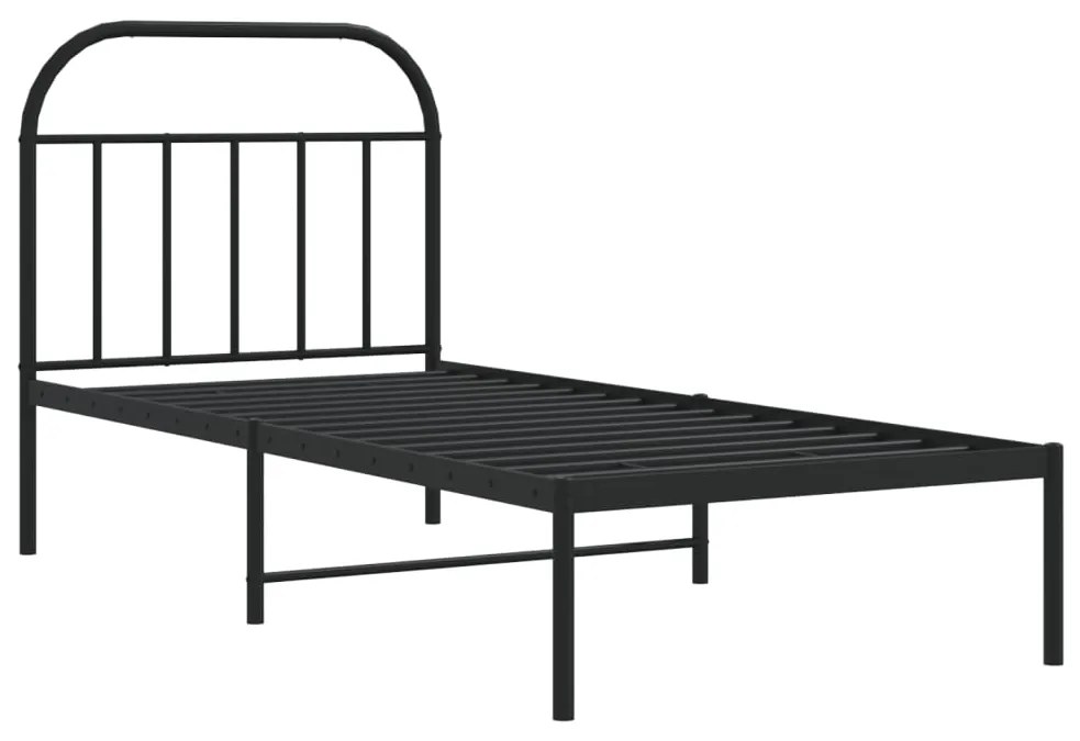 Estrutura de cama com cabeceira 90x200 cm metal preto