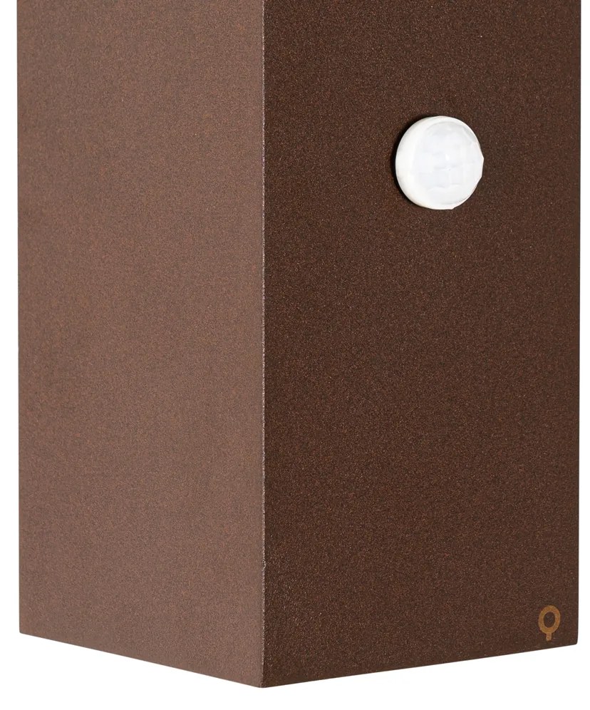 Candeeiro de parede castanho ferrugem 2 luzes GU10 AR70 IP44 com sensor de movimento - Baleno Industrial