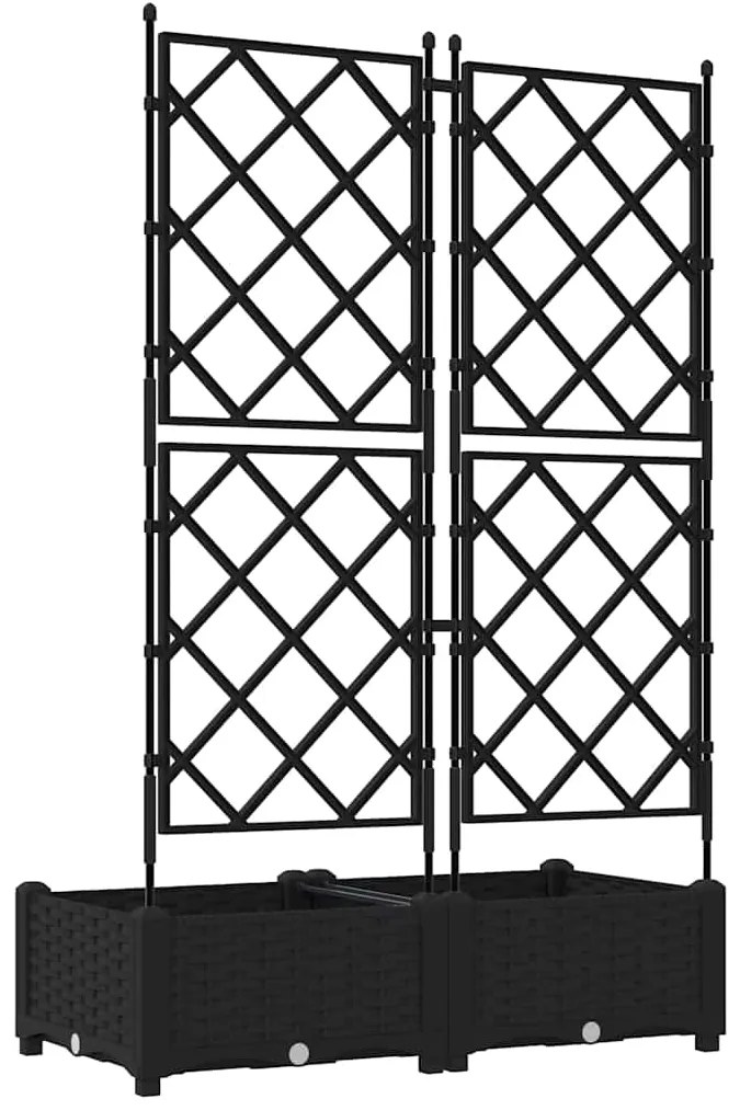 Jardineira com Treliça 2 pcs Preta 80x40x125.5 cm