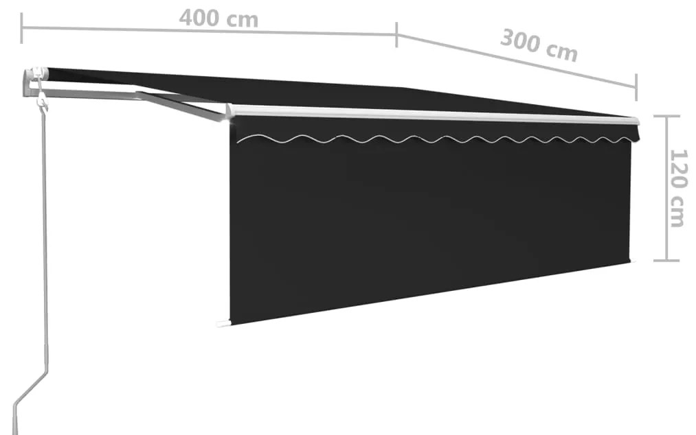 Toldo automático c/ estore/LED/sensor de vento 4x3 m antracite