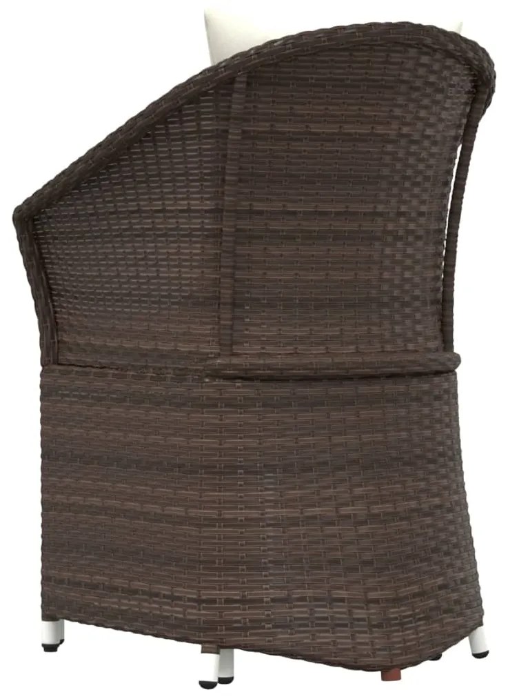 2 pcs conjunto lounge de jardim c/ almofadões vime PE castanho