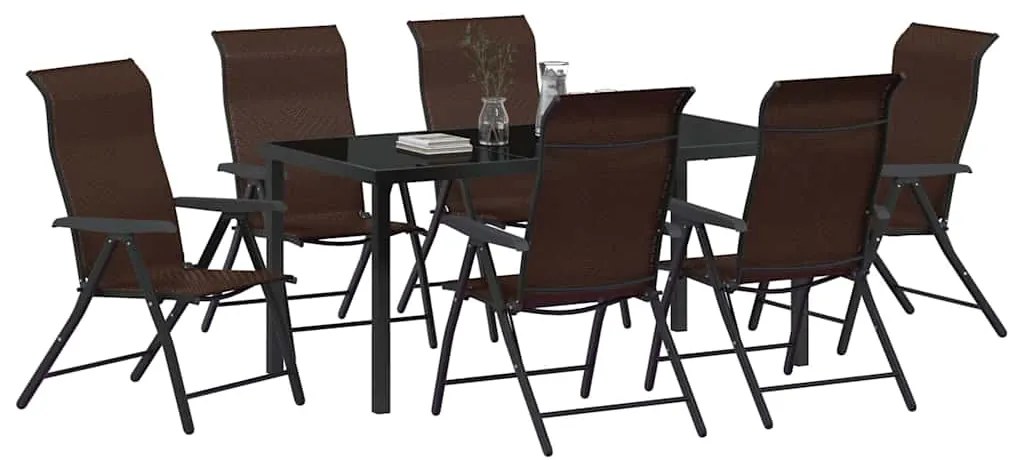 Conjunto de Jantar de Jardim 7 Peças em Rattan Sintético Marrom