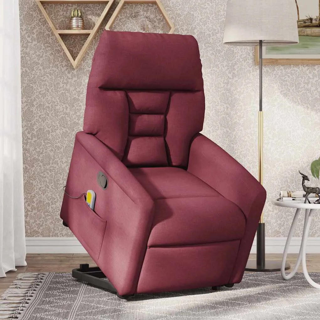 Poltrona de massagens reclin. elevatória tecido vermelho tinto