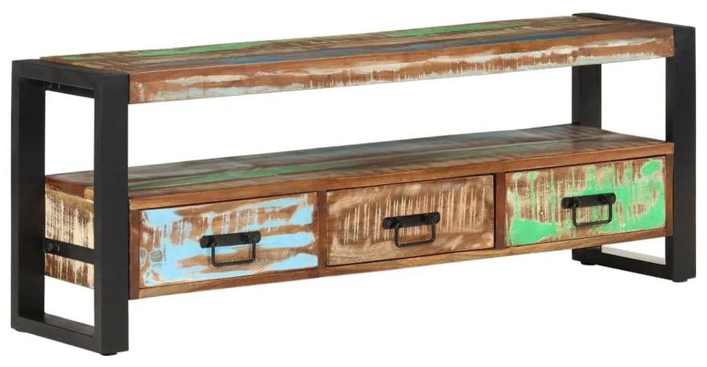Móvel de TV 120x30x45 cm madeira recuperada maciça