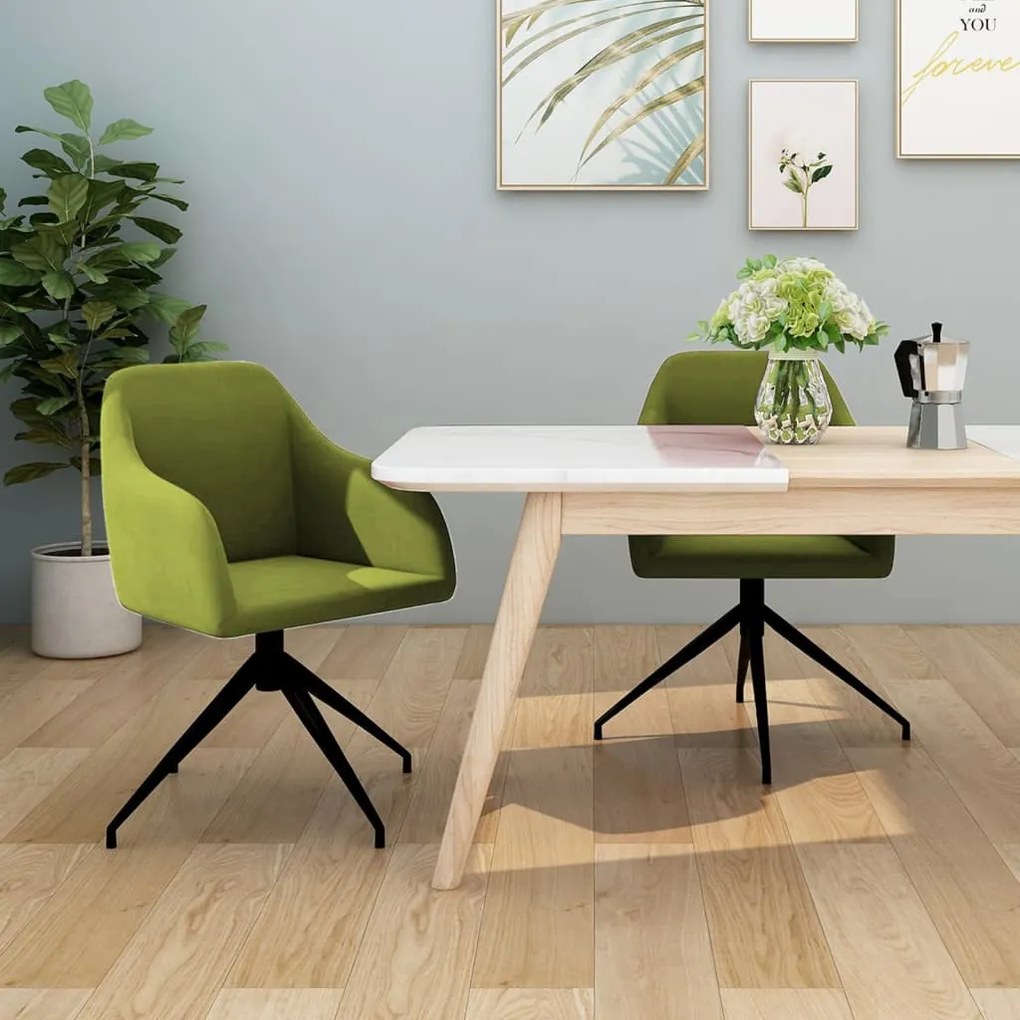 vidaXL Cadeiras de jantar 2 pcs veludo verde-claro