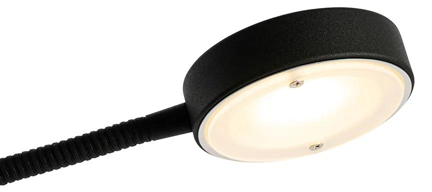 Candeeiro de pé preto com LED e dimmer com lâmpada de leitura - Kelso Retro