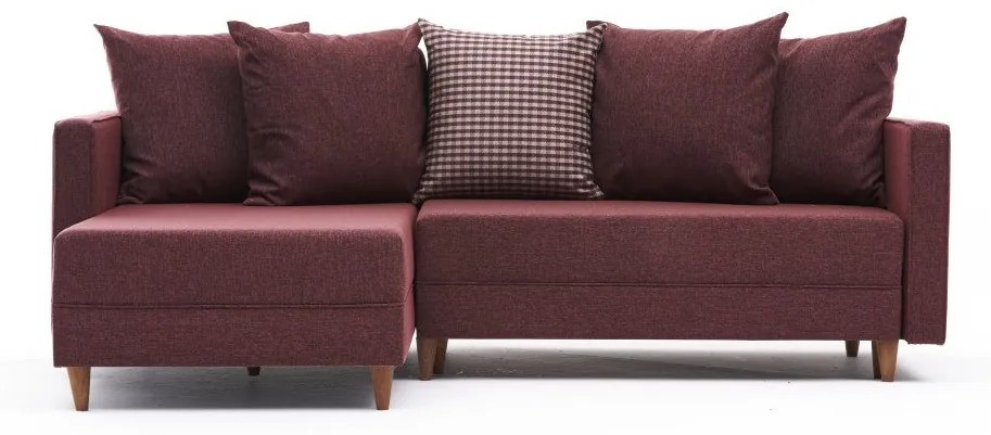 Sofá-cama de canto Aydam – Vermelho Claret – 215x80x150 cm