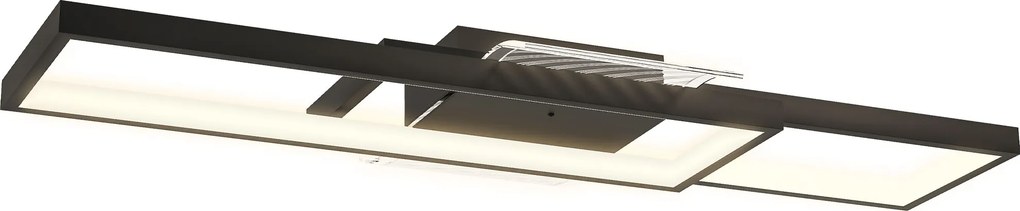 Candeeiro de teto LED 70 x 30 cm retangular de 43 W, luminária de teto 3000-6000 K, 4600 LM, comando à distância, preto