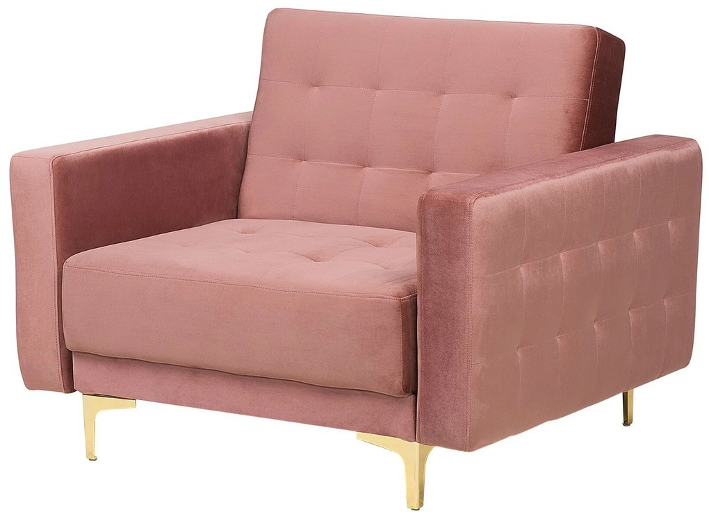 Poltrona reclinável em veludo rosa ABERDEEN Beliani