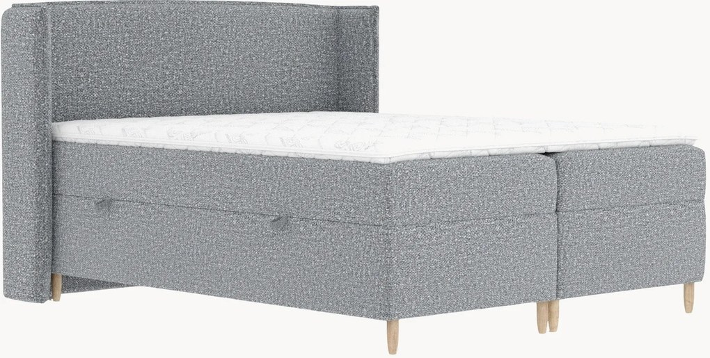 Cama divã em bouclé artesanal com arrumação Segni, H4