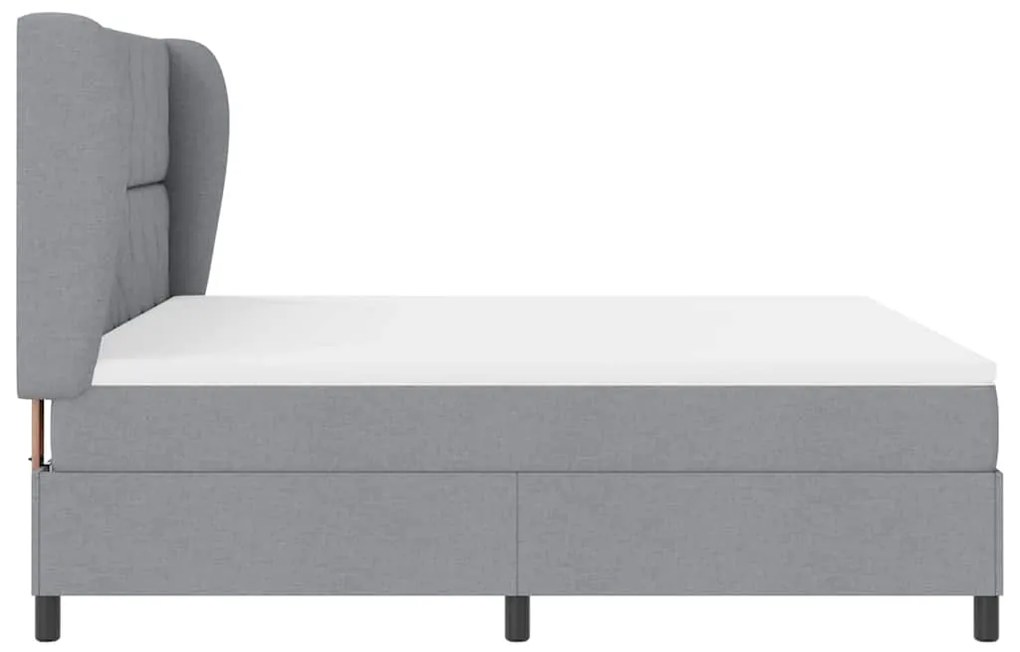 Cama Box com Colchão - Cinza Claro, 180x200 cm, Tecido