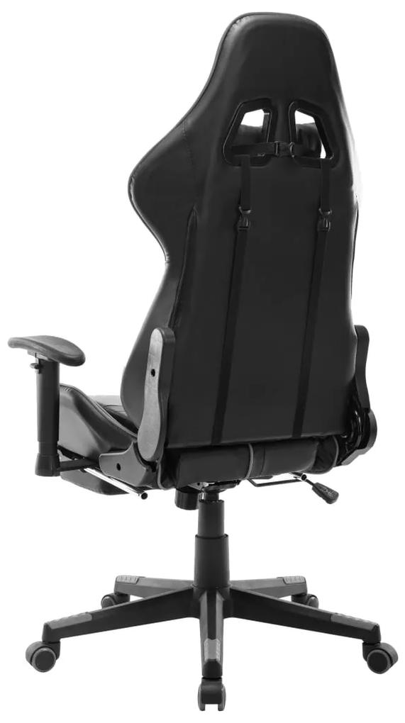 Cadeira Gaming Reclinável com Apoio de Pés em Couro Artificial - Preto