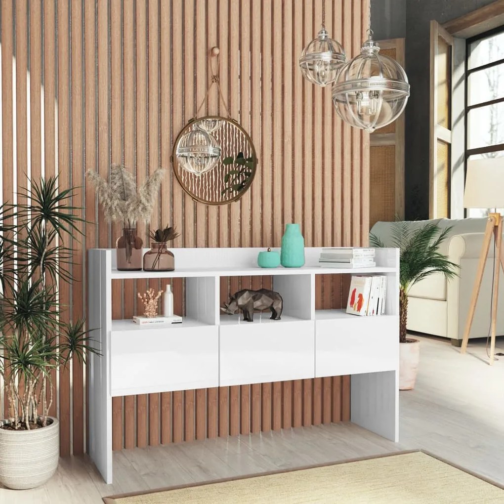vidaXL Aparador 105x30x70 cm derivados de madeira branco brilhante