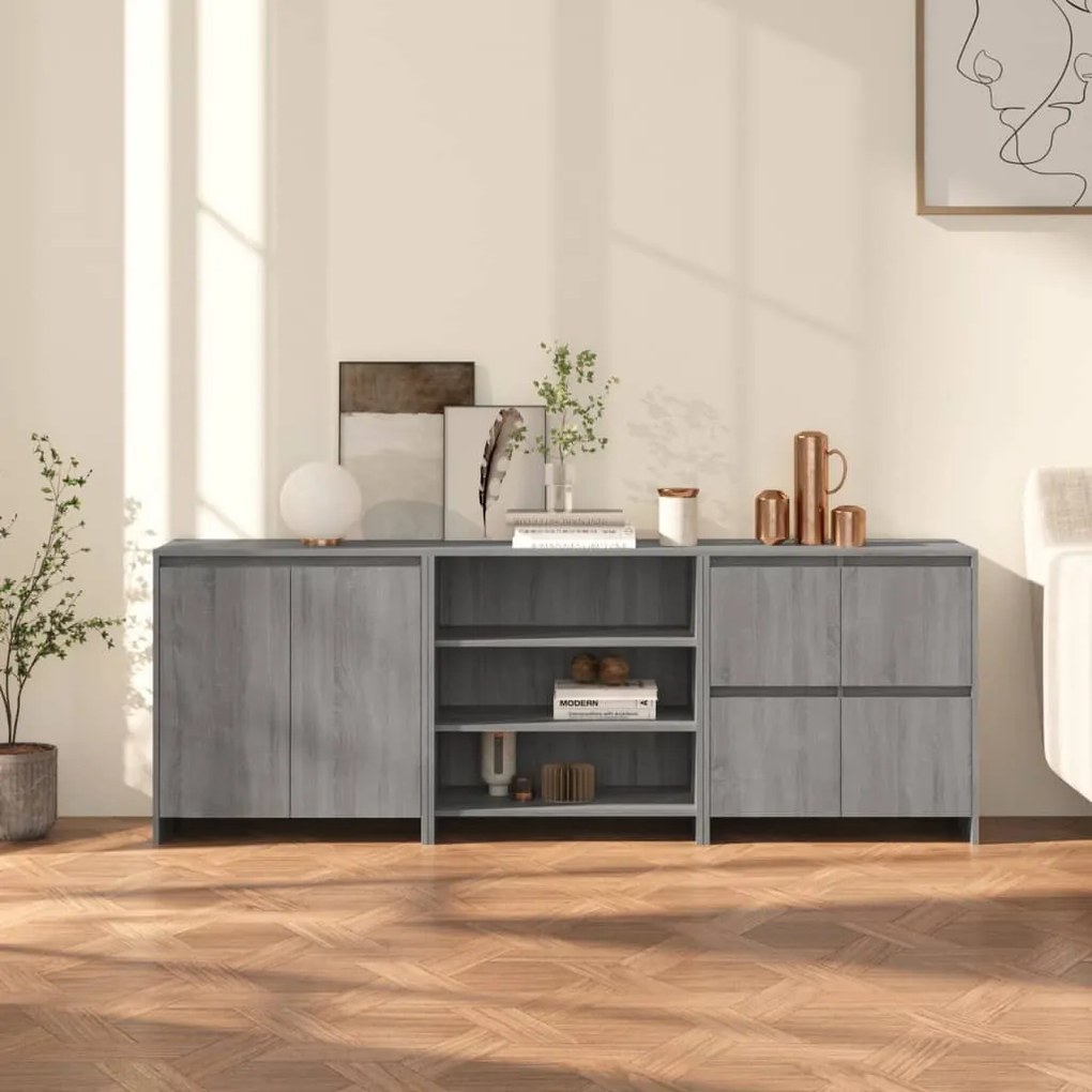 Aparador Vouga de 210 cm - Cinzento - Design Moderno