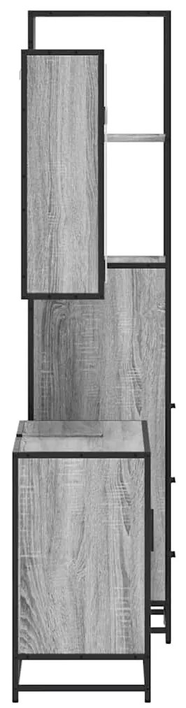 3 pcs Conjunto móveis casa de banho madeira proc. cinza sonoma