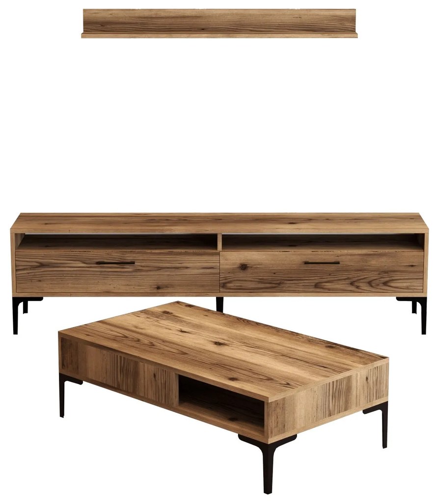 Conjunto de Mobiliário de Sala de Estar Istanbul – Nogueira – Medidas