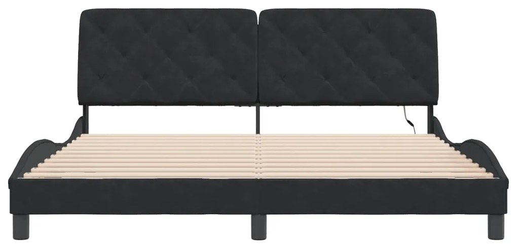 Estrutura de cama com luzes LED 180x200 cm veludo preto