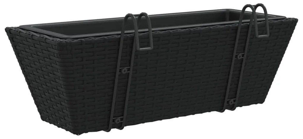 Canteiros com ganchos 2 pcs vime PE preto