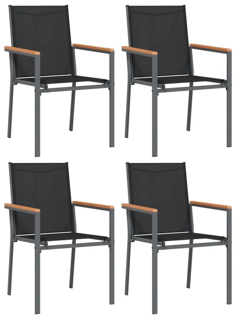 5 pcs conjunto de jantar para jardim textilene e aço preto
