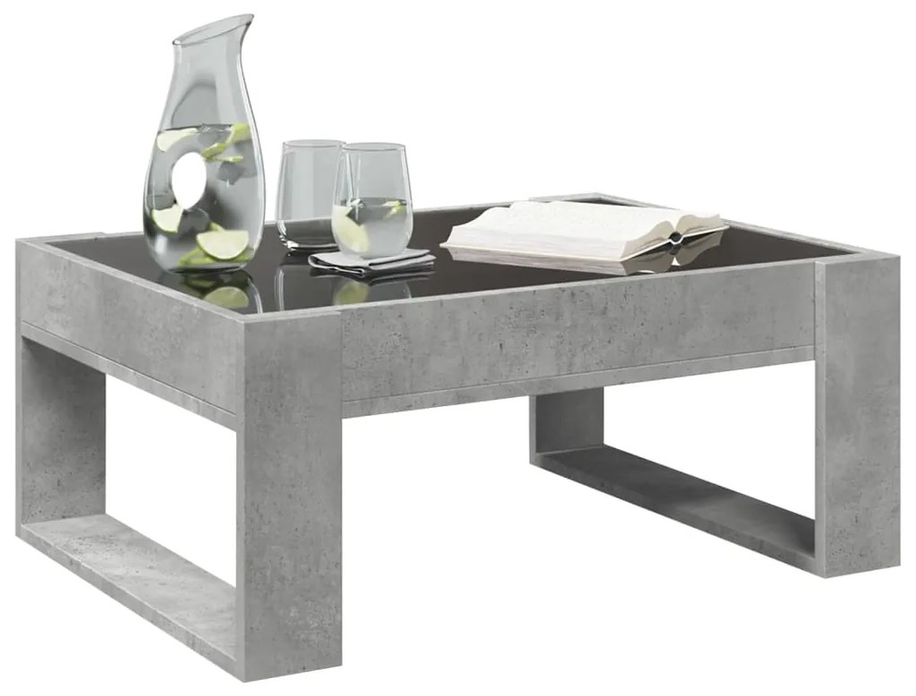 Mesa de centro luzes LED Infinity 70x53x30 cm cinzento cimento