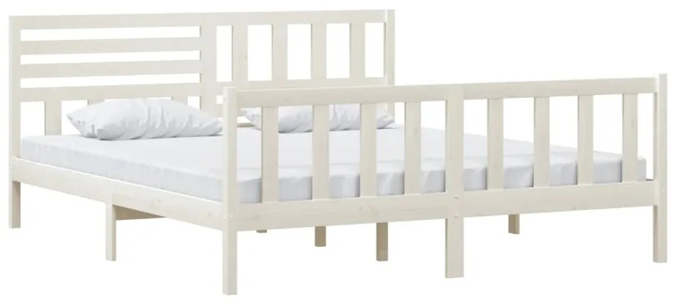 Estrutura de cama super king 180x200 cm madeira maciça branco