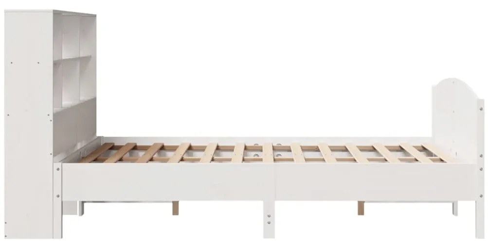 Cama com estante sem colchão 150x200 cm pinho maciço branco